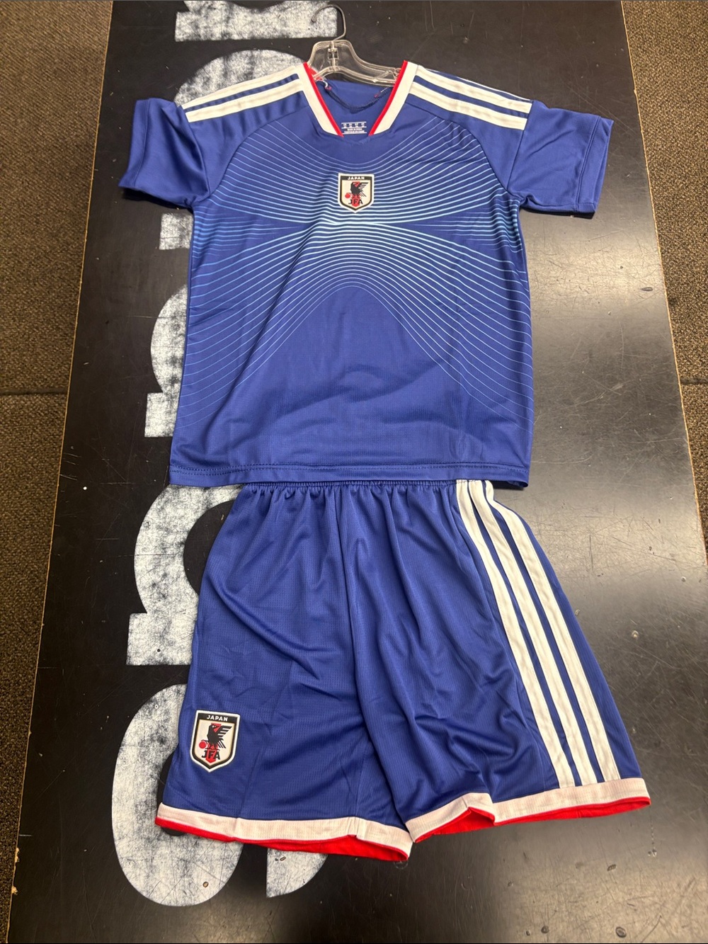 FA Blue Japan Soccer Shorts with Red and White Trim